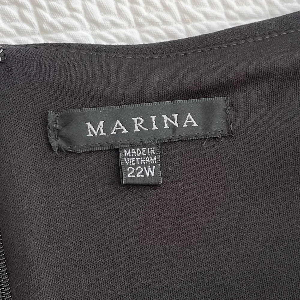 NWT Marina Plus Off The Shoulder Scuba Crepe Flounce Black Cocktail Dress 22W